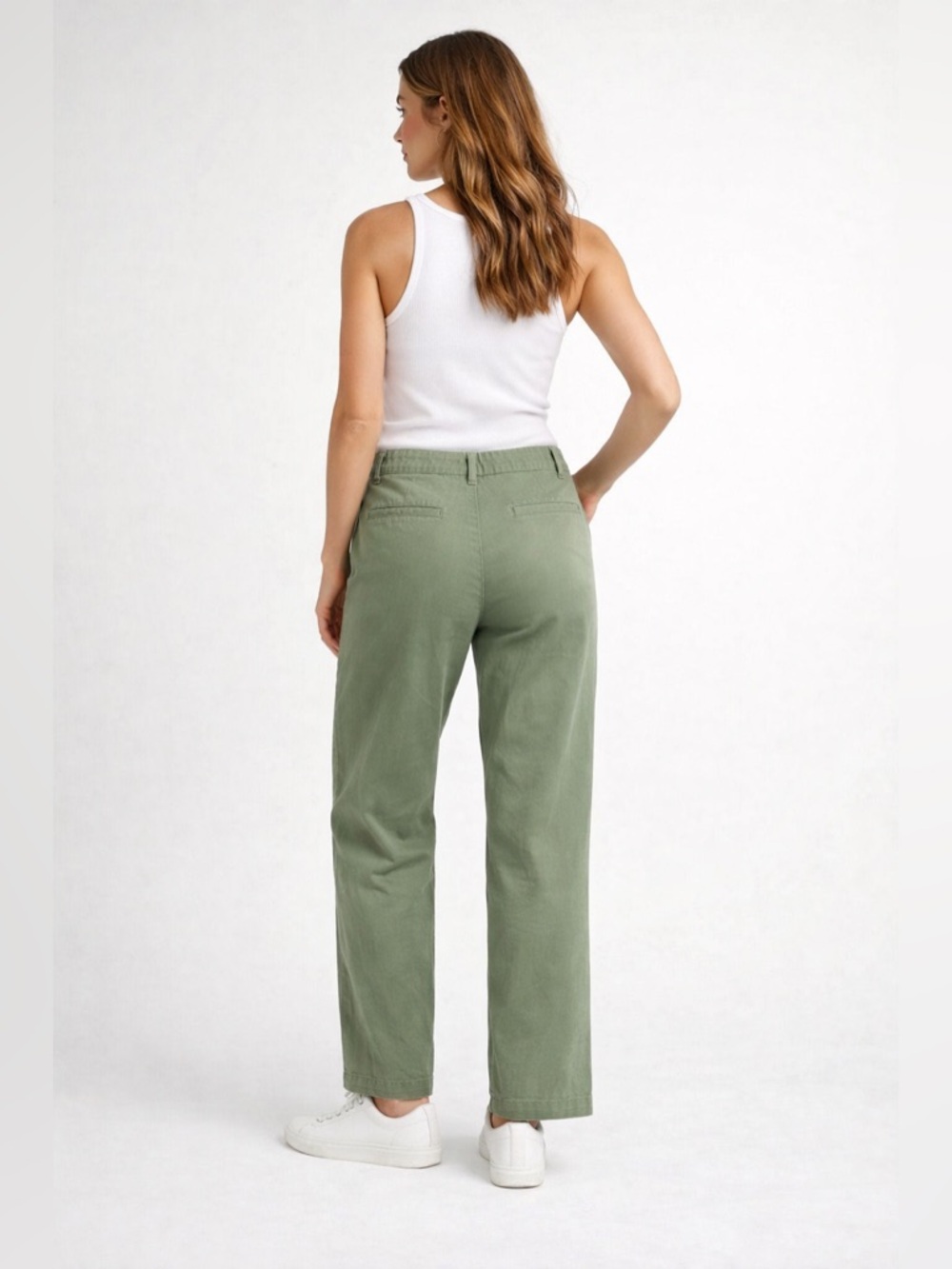 High-Rise Straight Leg Pants in Sage Green - Picture 2 of 2